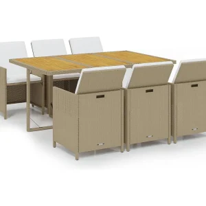 Hugo 7-delige Tuinset met kussens poly rattan beige Hugo 7-delige Tuinset met kussens poly rattan beige