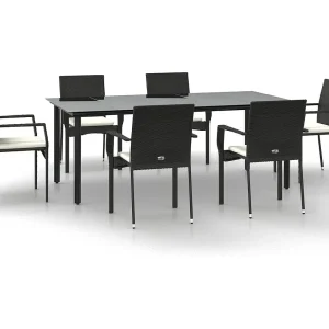Karl Mason 7-delige Tuinset met kussens poly rattan zwart Karl Mason 7-delige Tuinset met kussens poly rattan zwart