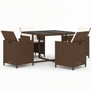 Hugo 5-delige Tuinset met kussens poly rattan bruin Hugo 5-delige Tuinset met kussens poly rattan bruin
