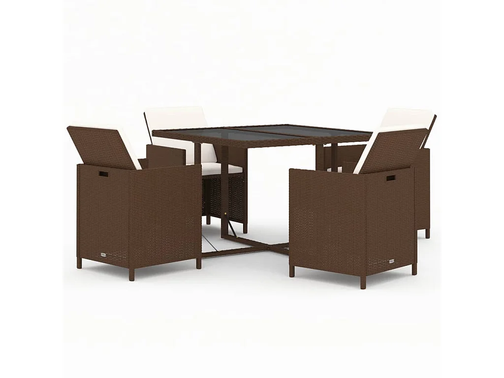 Hugo 5-delige Tuinset met kussens poly rattan bruin