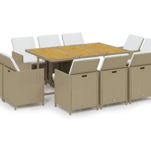 Hugo 11-delige Tuinset met kussens poly rattan beige Hugo 11-delige Tuinset met kussens poly rattan beige