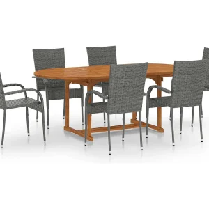 Jean-Antoine  7-delige Tuinset poly rattan grijs