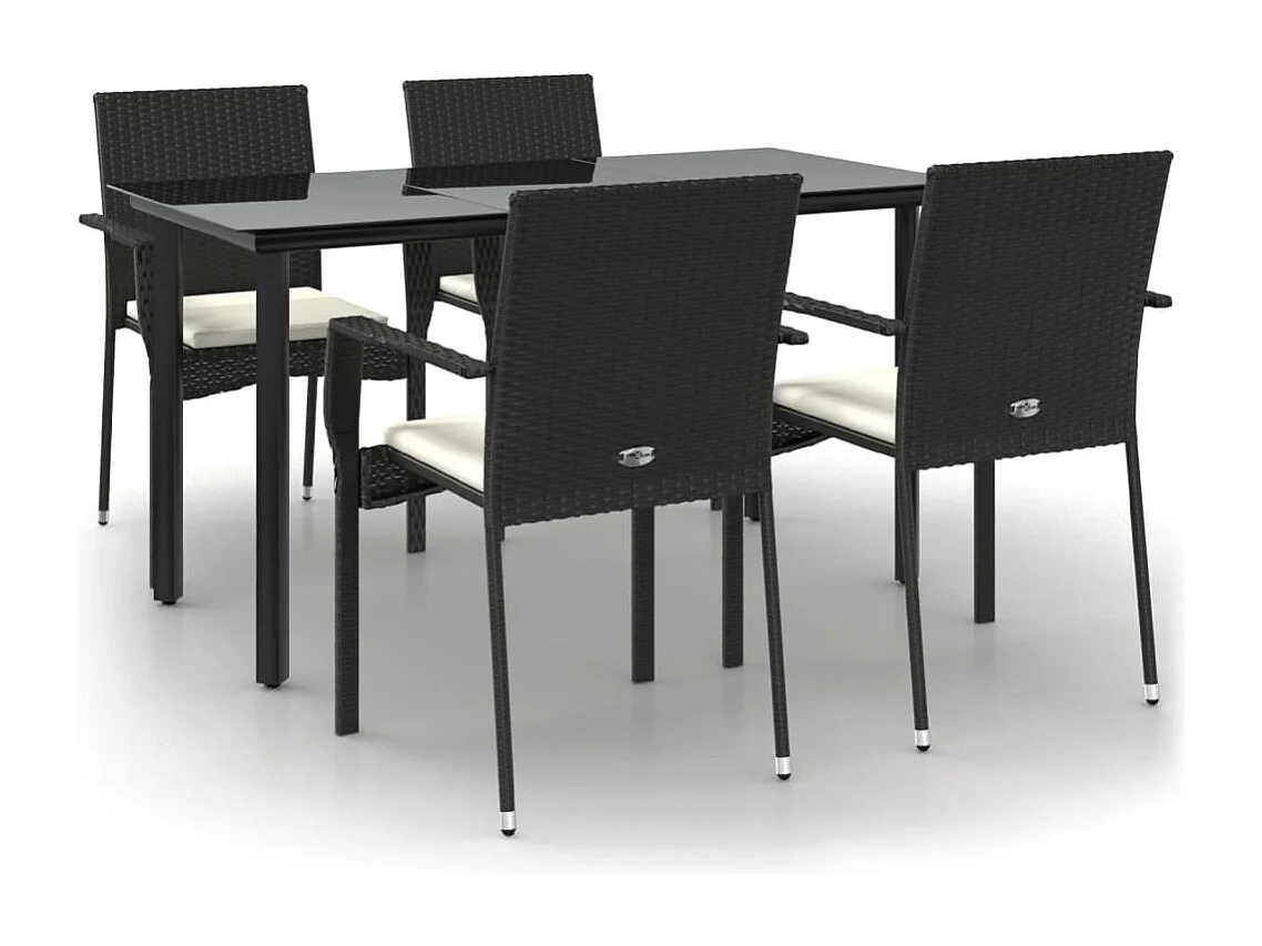 Karl Mason 5-delige Tuinset met kussens poly rattan zwart