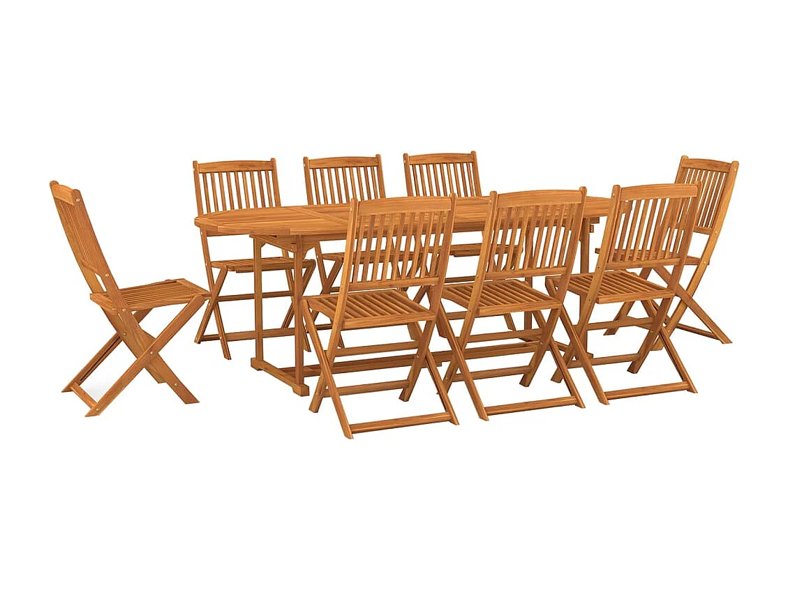 Jersey Village 9-delige Tuinset 220x90x75 cm massief acaciahout
