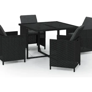 Hugo 5-delige Tuinset met kussens poly rattan zwart Hugo 5-delige Tuinset met kussens poly rattan zwart