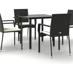 Karl Mason 5-delige Tuinset met kussens poly rattan zwart Karl Mason 5-delige Tuinset met kussens poly rattan zwart
