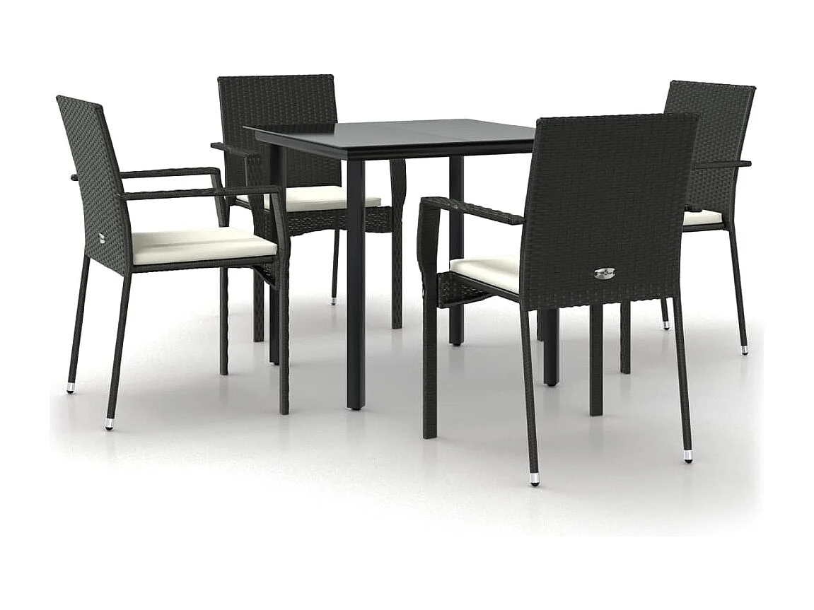 Karl Mason 5-delige Tuinset met kussens poly rattan zwart