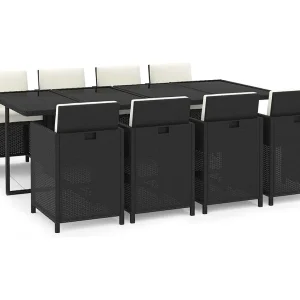 Hugo 9-delige Tuinset met kussens poly rattan zwart Hugo 9-delige Tuinset met kussens poly rattan zwart