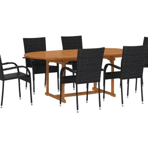 Jean-Antoine  7-delige Tuinset poly rattan zwart