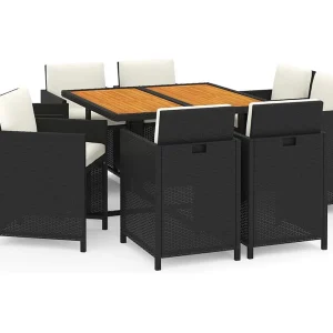 Hugo 9-delige Tuinset met kussens poly rattan zwart Hugo 9-delige Tuinset met kussens poly rattan zwart