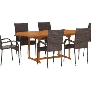Jean-Antoine  7-delige Tuinset poly rattan bruin