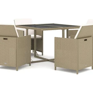 Hugo 5-delige Tuinset met kussens poly rattan beige Hugo 5-delige Tuinset met kussens poly rattan beige