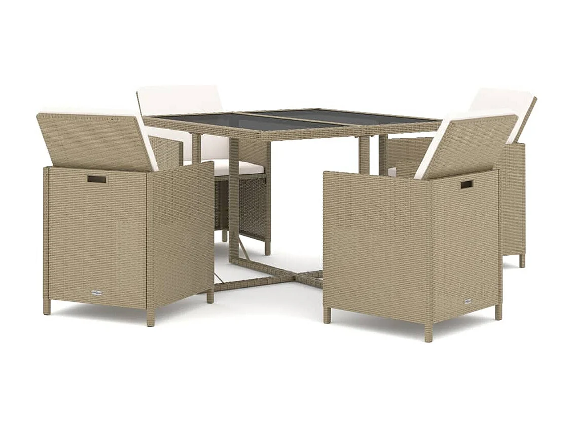 Hugo 5-delige Tuinset met kussens poly rattan beige