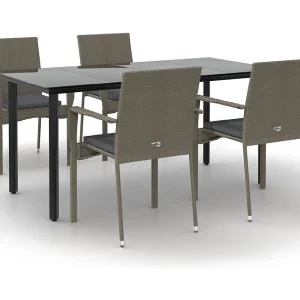 Karl Mason 5-delige Tuinset met kussens poly rattan zwart en grijs Karl Mason 5-delige Tuinset met kussens poly rattan zwart en grijs