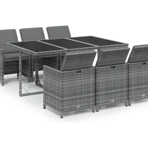 Hugo 7-delige Tuinset met kussens poly rattan grijs Hugo 7-delige Tuinset met kussens poly rattan grijs