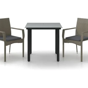 Karl Mason 3-delige Tuinset met kussens poly rattan zwart en grijs Karl Mason 3-delige Tuinset met kussens poly rattan zwart en grijs