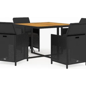 Hugo 5-delige Tuinset met kussens poly rattan zwart Hugo 5-delige Tuinset met kussens poly rattan zwart