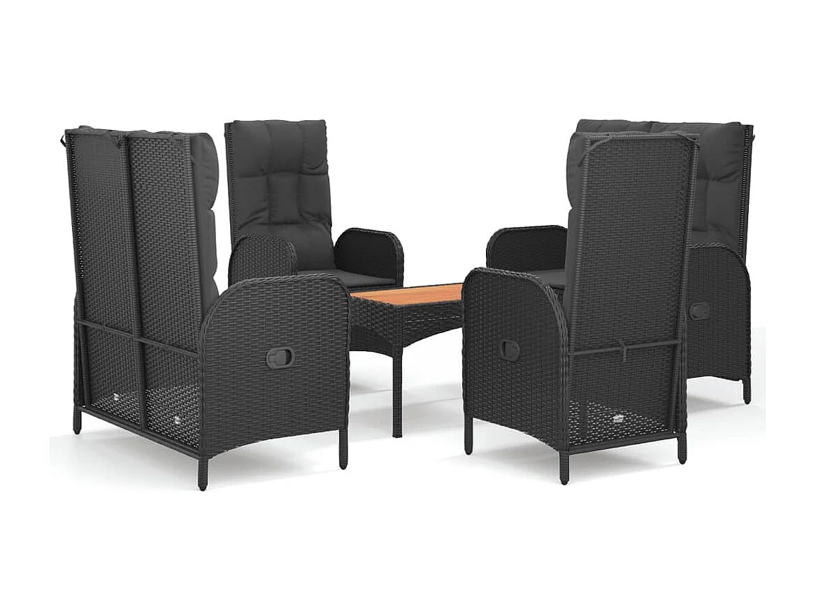 Holbaek 5-delige Tuinset met kussens poly rattan zwart