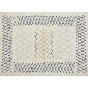 Katoenen Vloerkleed beige en blauw 140 x 200 cm ERZINCAN Katoenen Vloerkleed beige en blauw 140 x 200 cm ERZINCAN