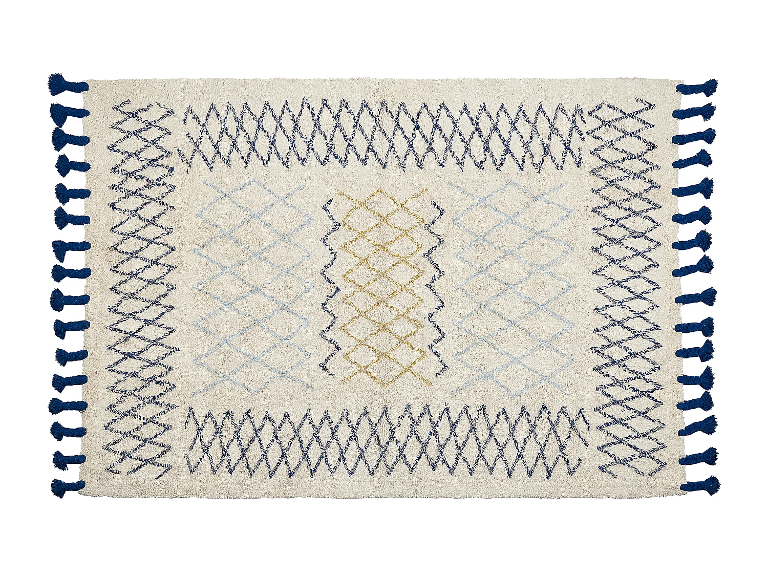 Katoenen Vloerkleed beige en blauw 140 x 200 cm ERZINCAN