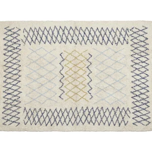 Katoenen Vloerkleed beige en blauw 160 x 230 cm ERZINCAN Katoenen Vloerkleed beige en blauw 160 x 230 cm ERZINCAN