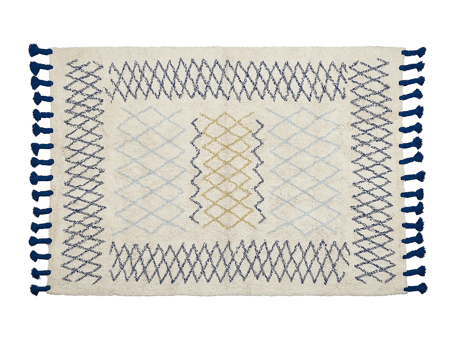 Katoenen Vloerkleed beige en blauw 160 x 230 cm ERZINCAN