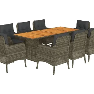 Karlyn 9-delige Tuinset met kussens poly rattan grijs Karlyn 9-delige Tuinset met kussens poly rattan grijs