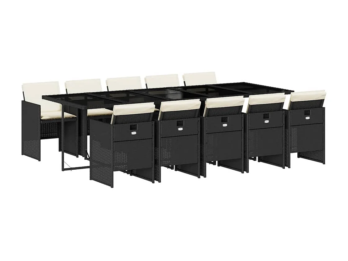 Jesse 11-delige Tuinset met kussens poly rattan zwart