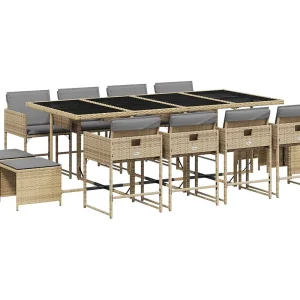 Inci  13-delige Tuinset met kussens poly rattan gemengd beige