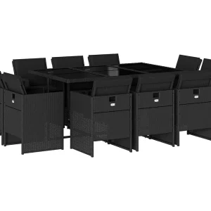 Jeroen  11-delige Tuinset met kussens poly rattan zwart