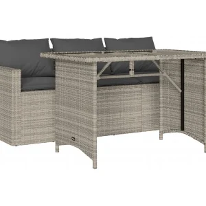 Jornar  2-delige Tuinset met kussens poly rattan lichtgrijs