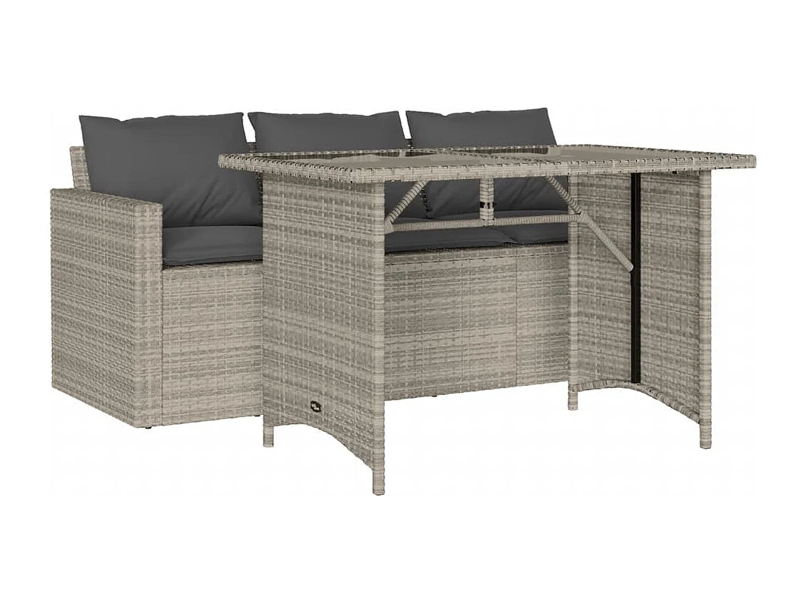 Jornar 2-delige Tuinset met kussens poly rattan lichtgrijs