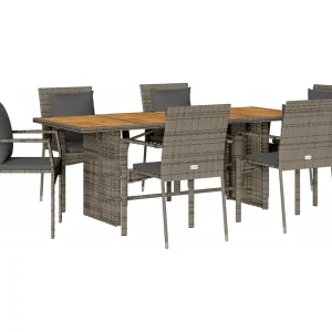 Jacqueline-Anne 7-delige Tuinset met kussens poly rattan grijs Jacqueline-Anne 7-delige Tuinset met kussens poly rattan grijs