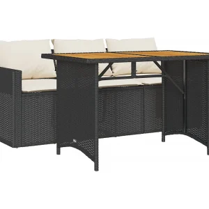 Jornar  2-delige Tuinset met kussens poly rattan zwart