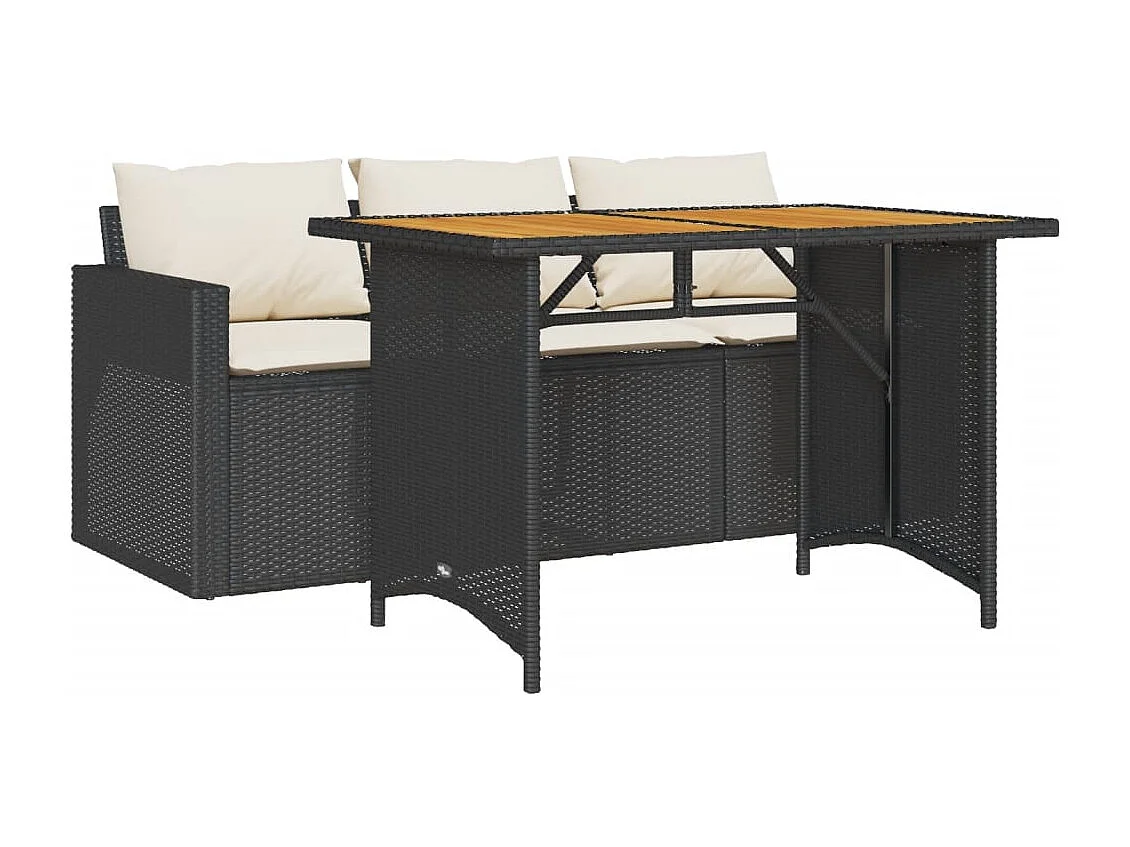 Jornar 2-delige Tuinset met kussens poly rattan zwart