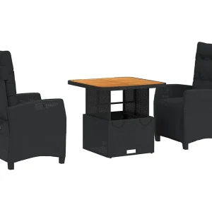 Isyra  3-delige Tuinset met kussens poly rattan zwart