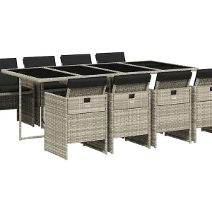Jesse  9-delige Tuinset met kussens poly rattan lichtgrijs