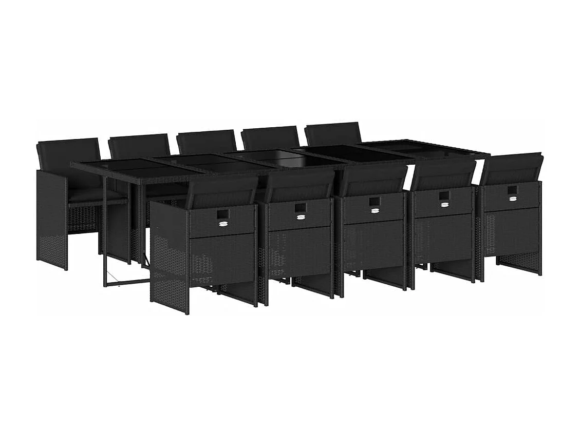 Jesse 11-delige Tuinset met kussens poly rattan zwart