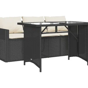 Jornar  2-delige Tuinset met kussens poly rattan zwart