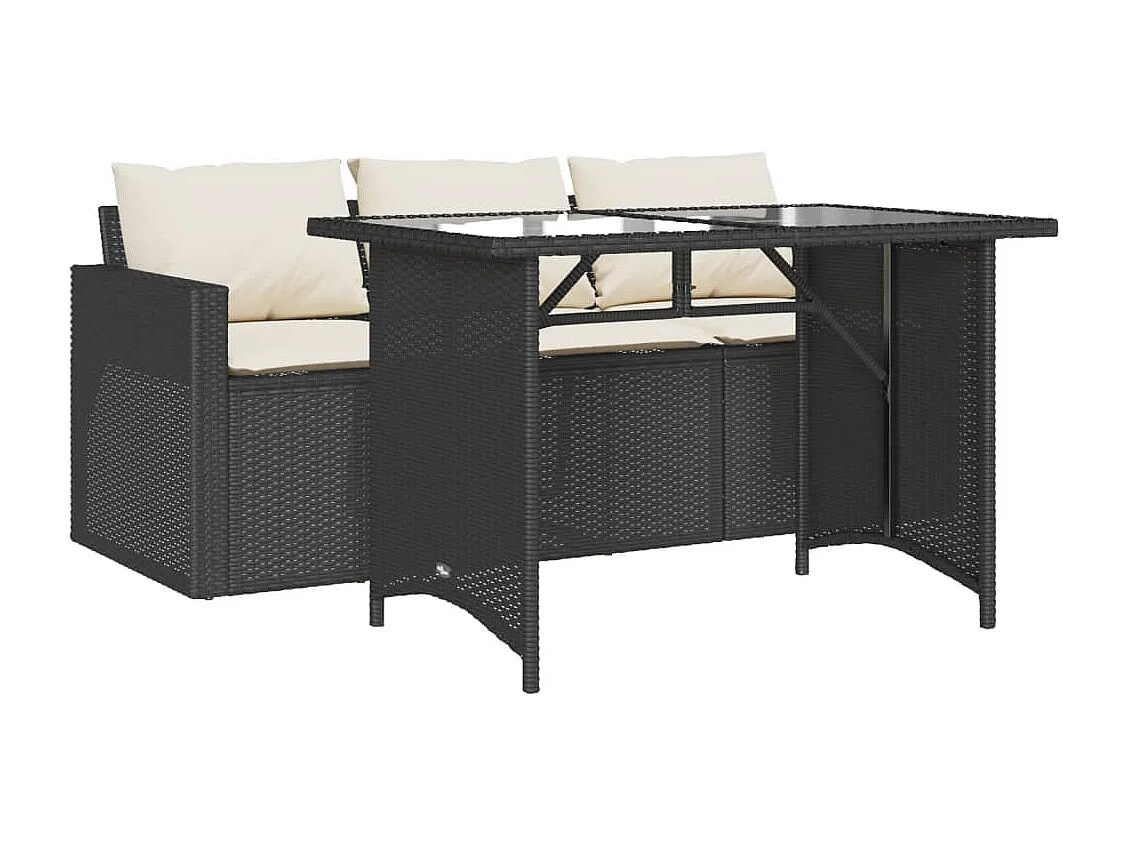 Jornar 2-delige Tuinset met kussens poly rattan zwart