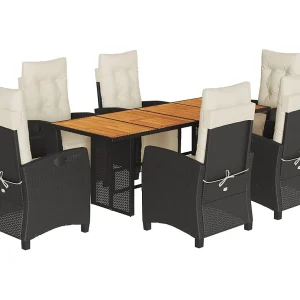 Igmar 7-delige Tuinset met kussens poly rattan zwart Igmar 7-delige Tuinset met kussens poly rattan zwart