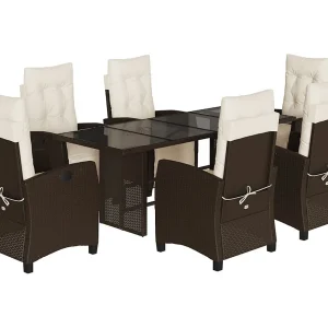 Igmar 7-delige Tuinset met kussens poly rattan bruin Igmar 7-delige Tuinset met kussens poly rattan bruin