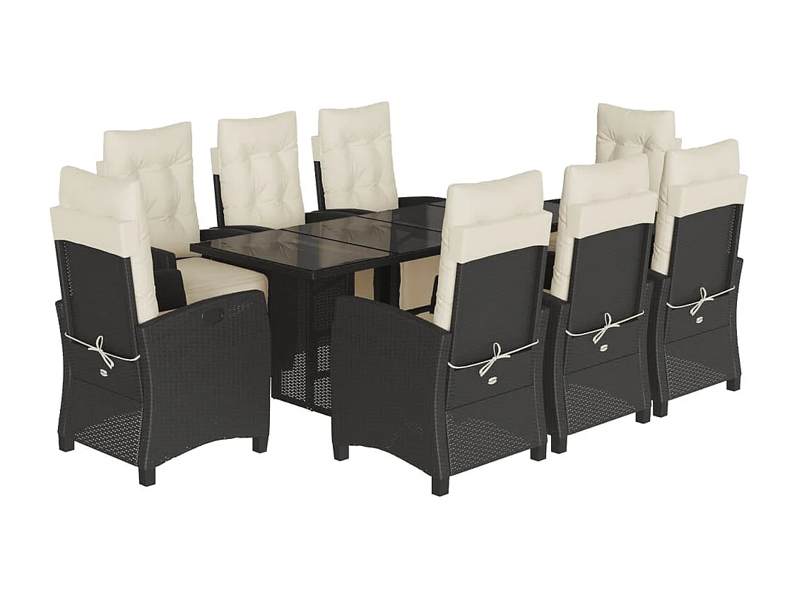 Igmar 9-delige Tuinset poly rattan zwart