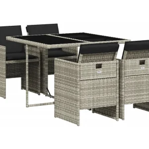 Jesse  5-delige Tuinset met kussens poly rattan lichtgrijs