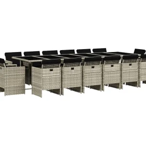 Jeroen 17-delige Tuinset met kussens poly rattan lichtgrijs Jeroen 17-delige Tuinset met kussens poly rattan lichtgrijs