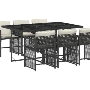 Jeffersontown 7-delige Tuinset met kussens poly rattan zwart Jeffersontown 7-delige Tuinset met kussens poly rattan zwart