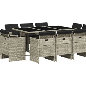 Jeroen  11-delige Tuinset met kussens poly rattan lichtgrijs