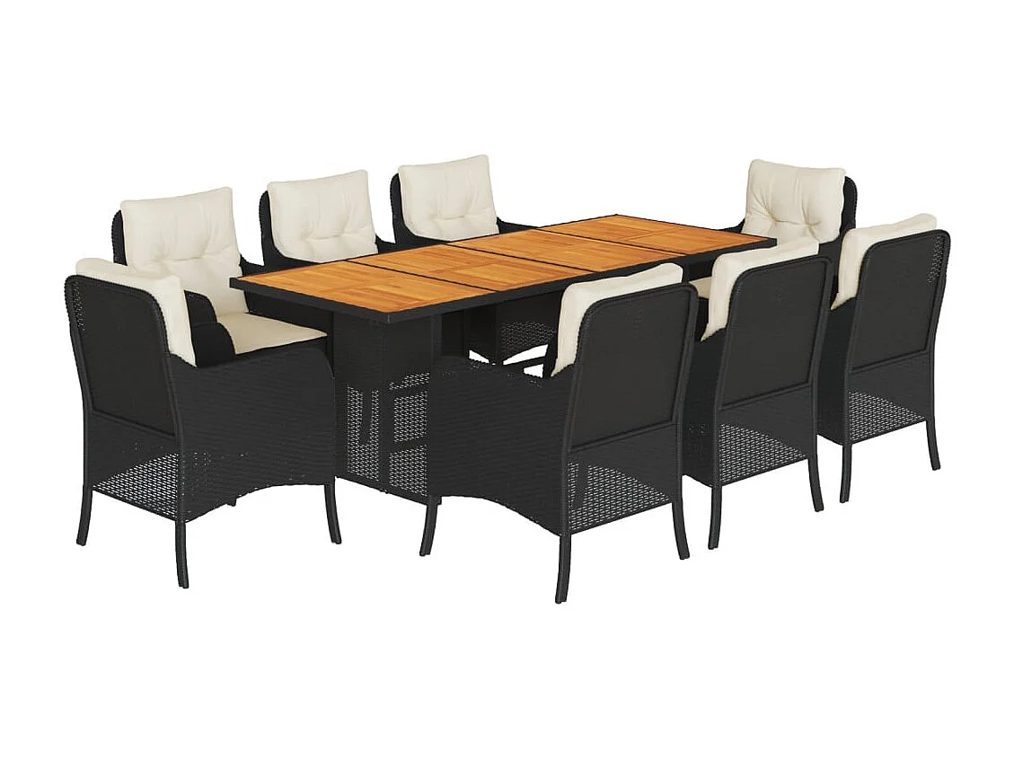 Karlyn 9-delige Tuinset poly rattan zwart
