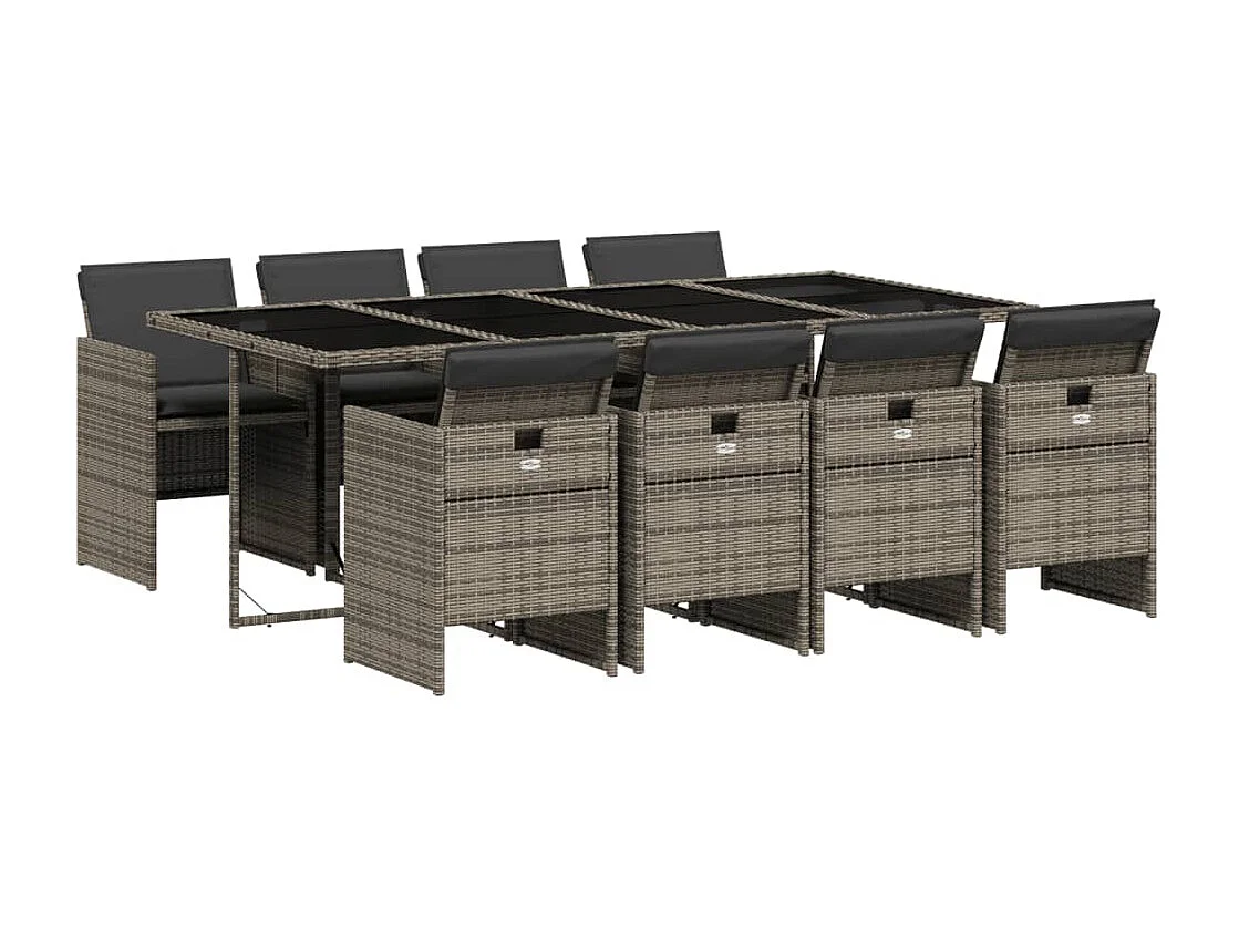 Jesse 9-delige Tuinset met kussens poly rattan grijs