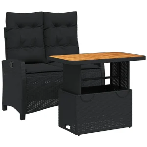 Isyra  2-delige Tuinset met kussens poly rattan zwart